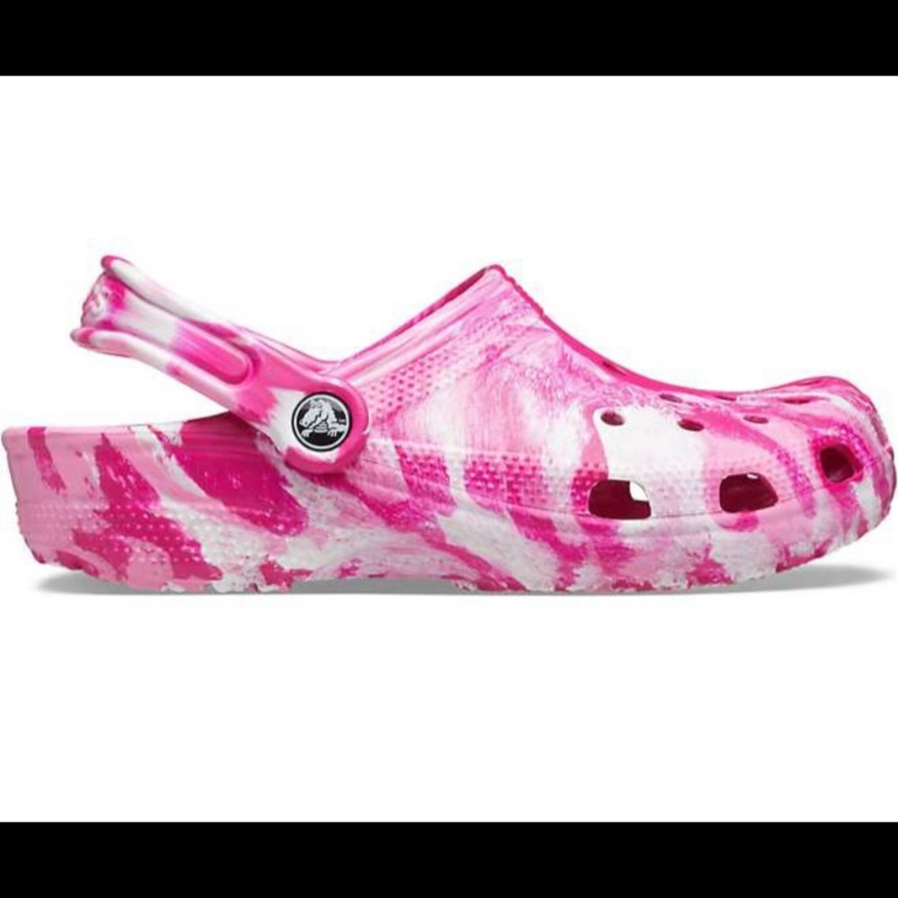 NWT Pink + White Crocs Adults' Classic Marbled Clogs | Multiple Sizes Available
